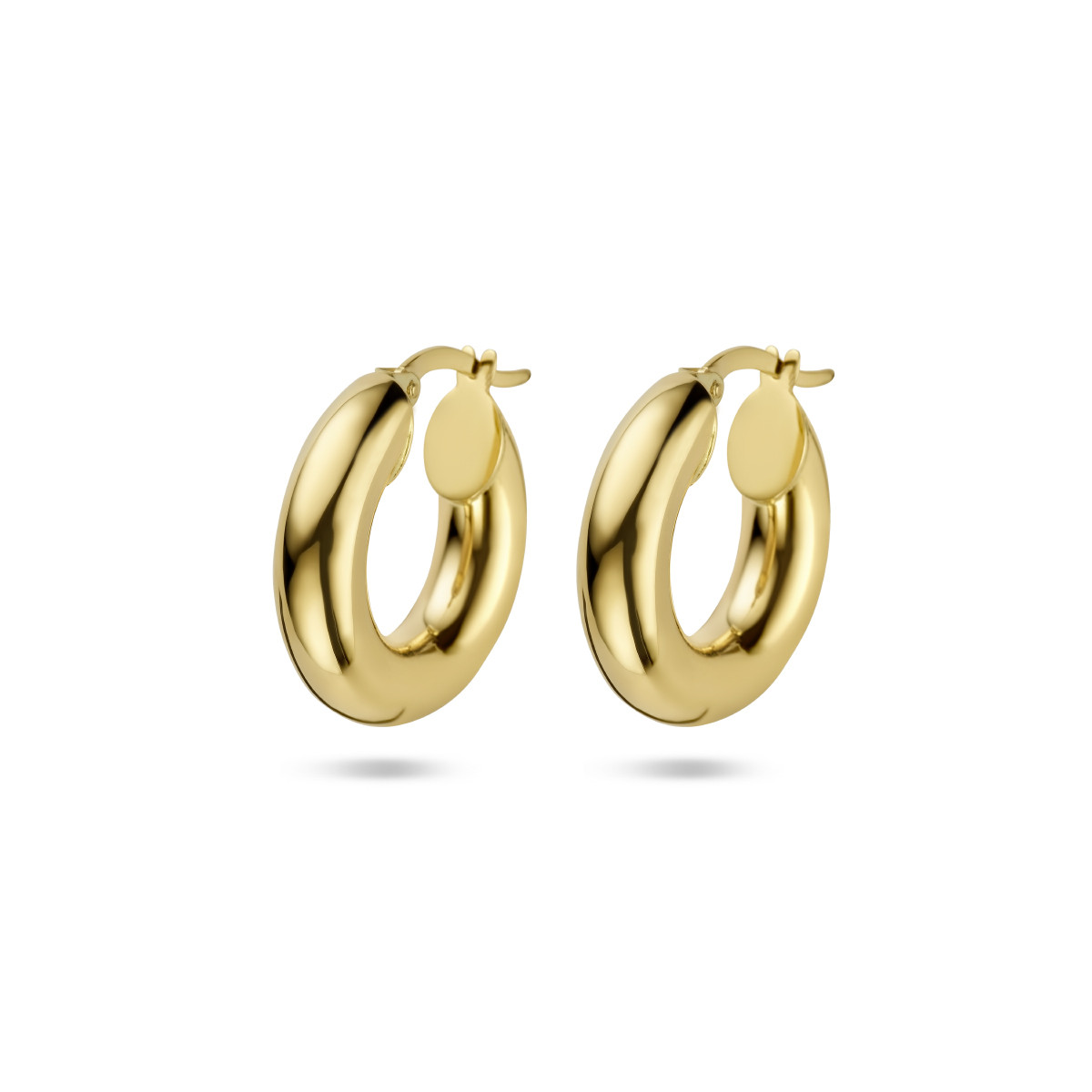 14-karaat gouden oorringen ronde buis 5 mm - Diameter 19.5 mm
