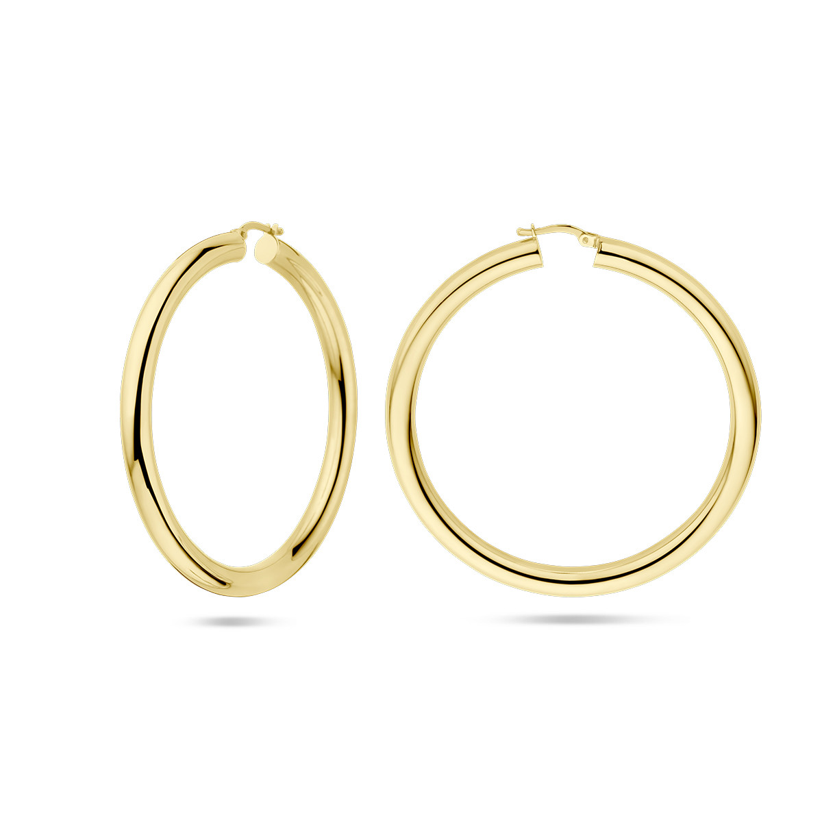14-karaat gouden oorringen ronde buis 5 mm - Diameter 60 mm