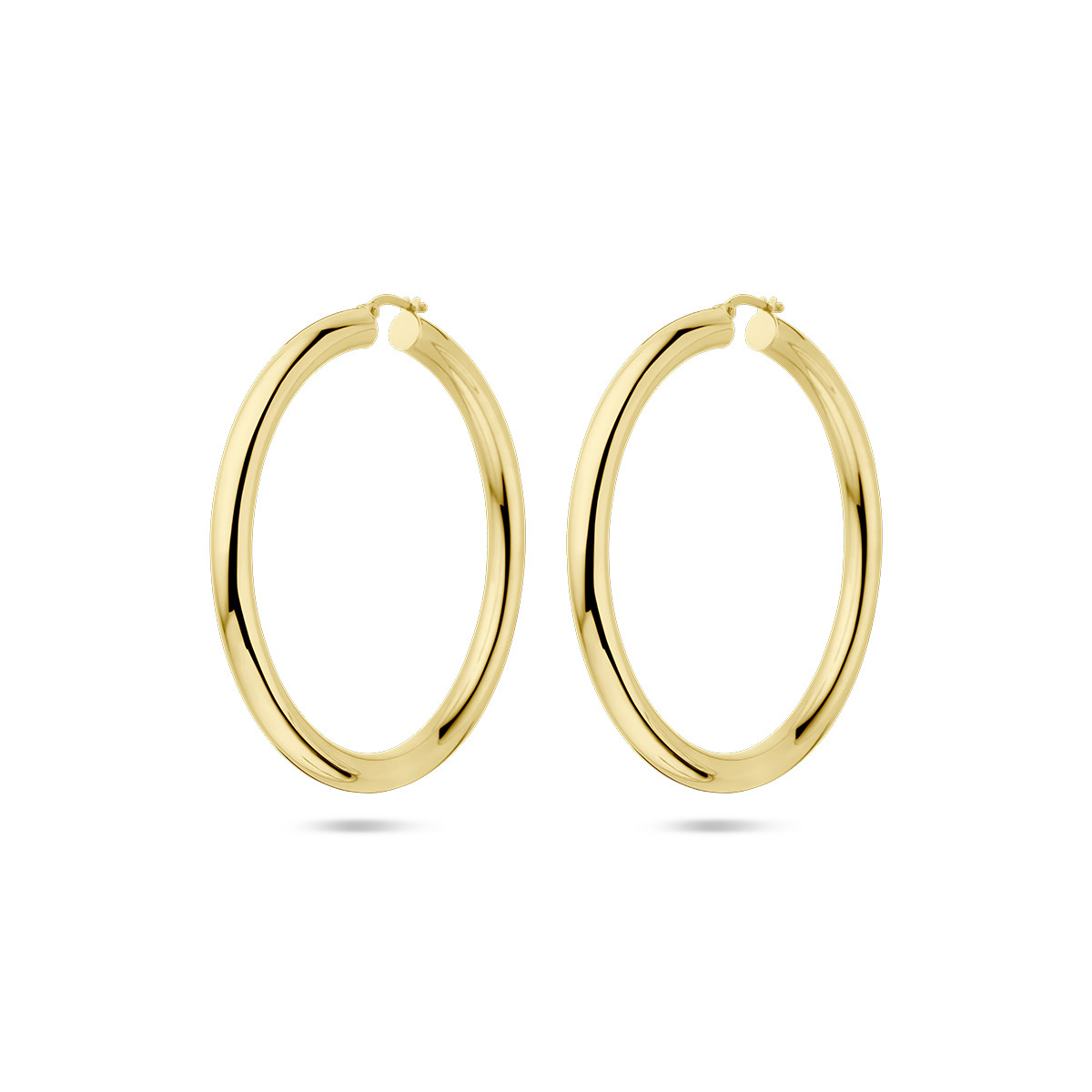 14-karaat gouden oorringen ronde buis 5 mm - Diameter 60 mm