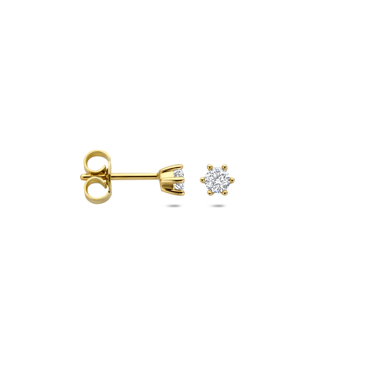 14-karaat gouden oorstekers met briljant geslepen diamant 0.25 crt - Diameter 4 mm