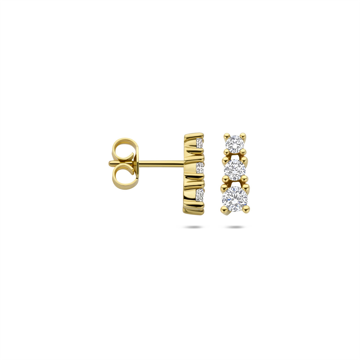 14-karaat gouden oorstekers met briljant geslepen diamant 0.50 crt 4 mm breed - Hoogte 10.5 mm