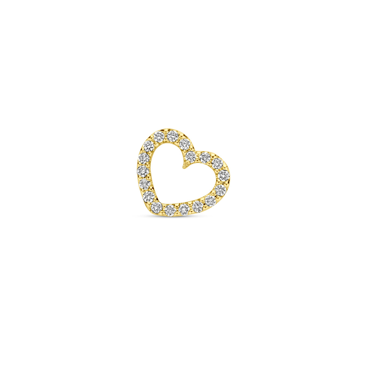 14-karaat gouden open hartjes hanger met diamanten 0.05 crt 7 mm breed - Hoogte 6.5 mm