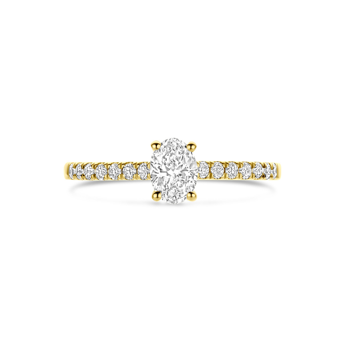 14-karaat gouden ovale ring met lab grown diamant 0.58 crt 4.5 mm breed