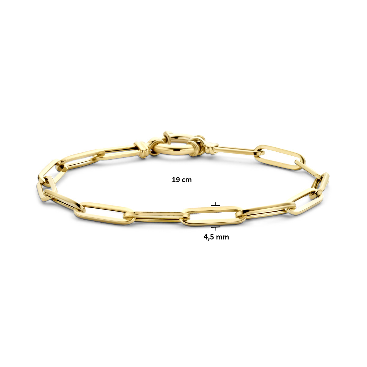 14-karaat gouden paperclip armband 4.5 mm vierkante buis - Lengte 19 cm