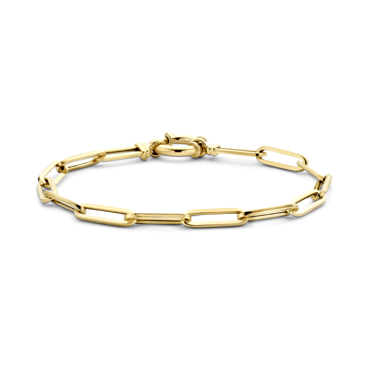 14-karaat gouden paperclip armband 4.5 mm vierkante buis - Lengte 19 cm