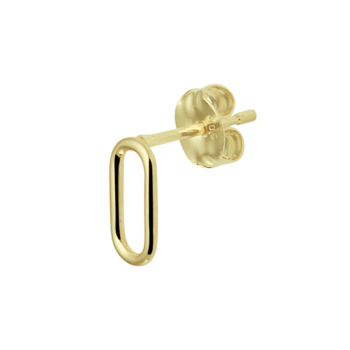 14-karaat gouden paperclip oorknopjes glanzend afgewerkt 4 mm breed - Hoogte 7 mm