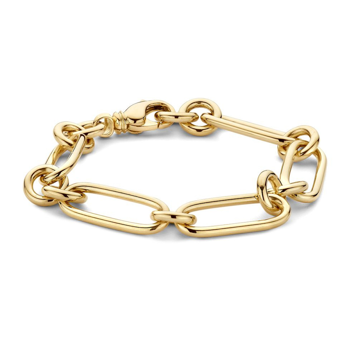 14-karaat gouden paperclip schakelarmband van 11 mm breed - Lengte 20 cm