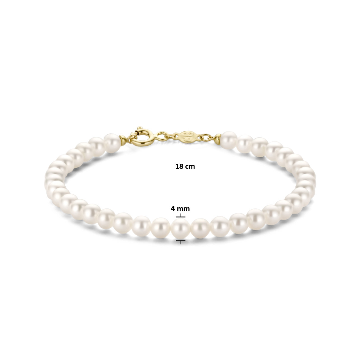 14-karaat gouden parelarmband 4 mm breed - Lengte 18 cm
