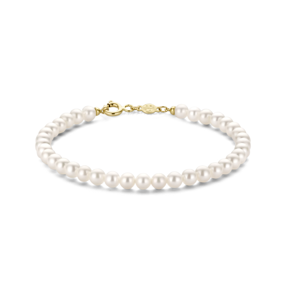 14-karaat gouden parelarmband 4 mm breed - Lengte 18 cm