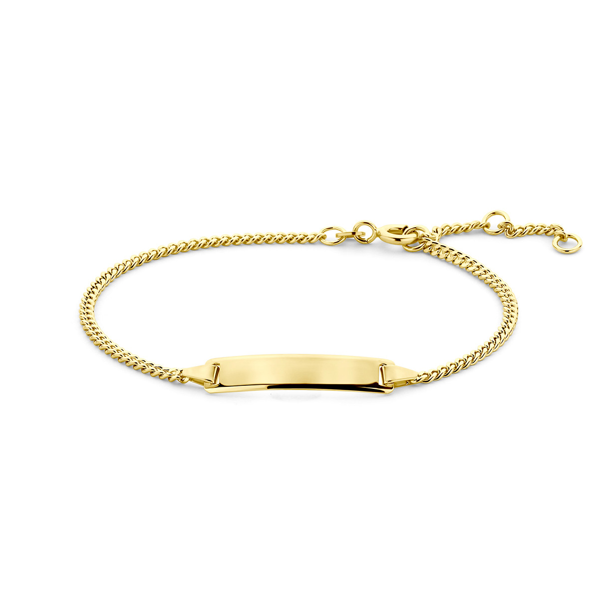 14-karaat gouden plaatarmband met gourmetschakel - Lengte 16-17.5-19 cm