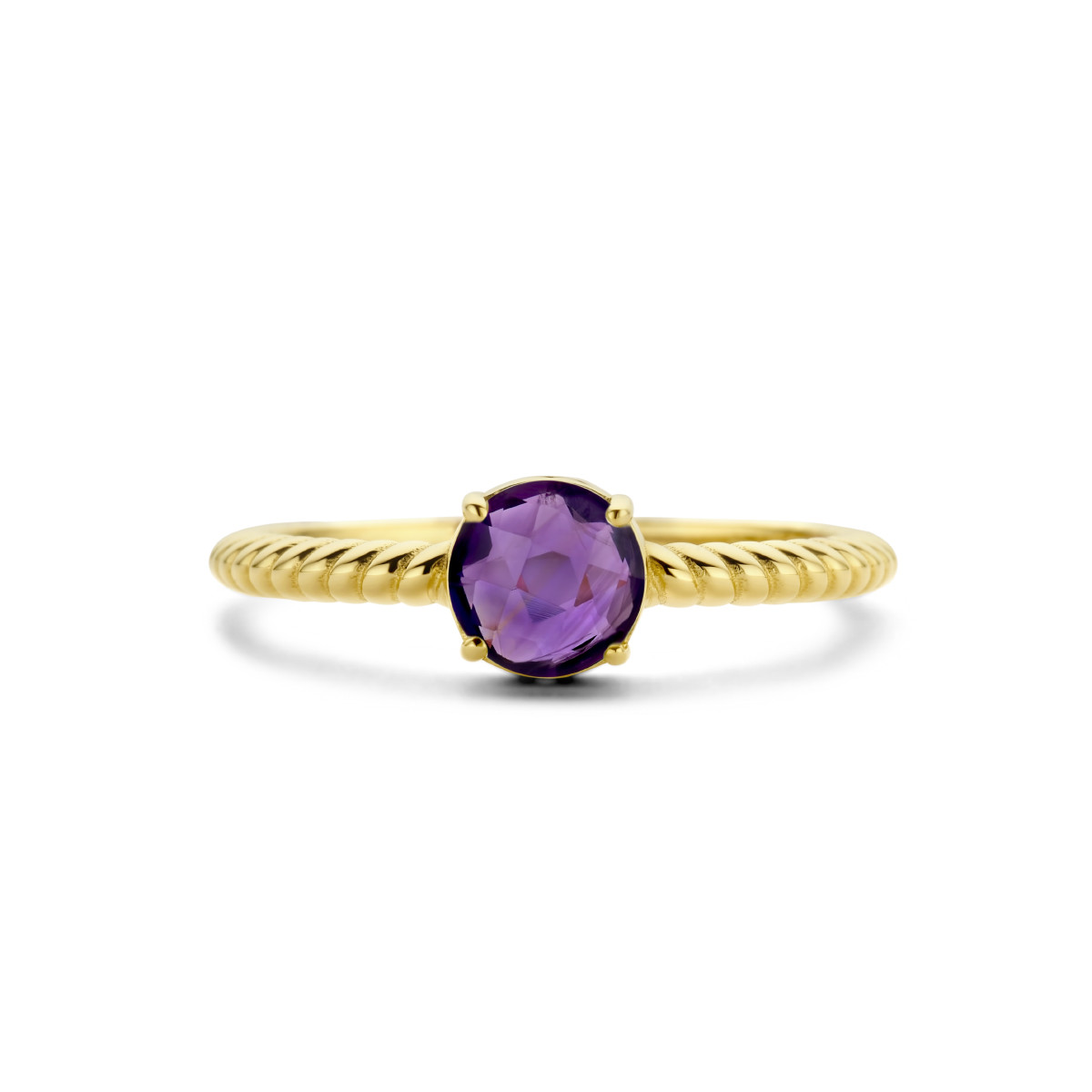 14-karaat gouden ring gedraaid met amethist 0.81 crt