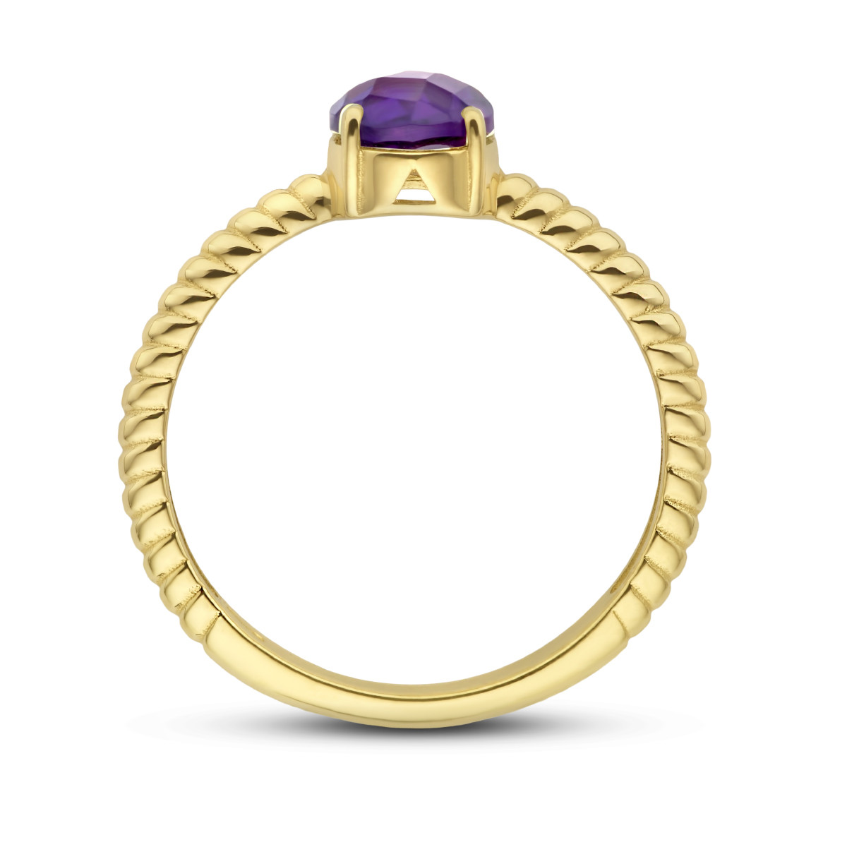 14-karaat gouden ring gedraaid met amethist 0.81 crt