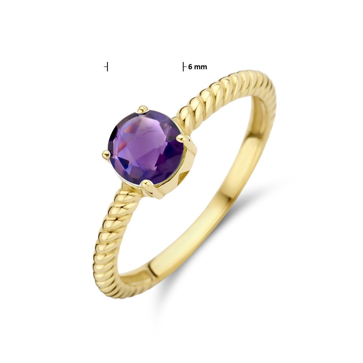 14-karaat gouden ring gedraaid met amethist 0.81 crt