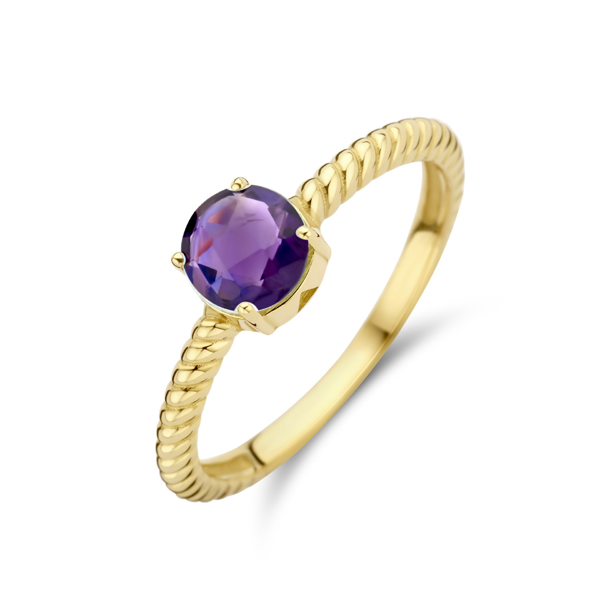 14-karaat gouden ring gedraaid met amethist 0.81 crt