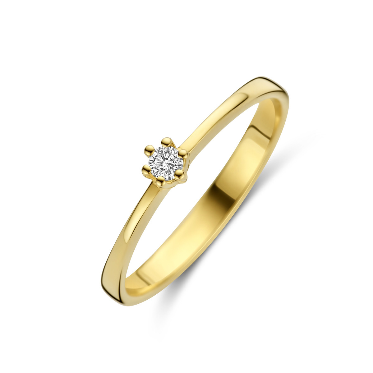 14-karaat gouden ring glanzend met 0.05 crt diamanten 3.5 mm breed