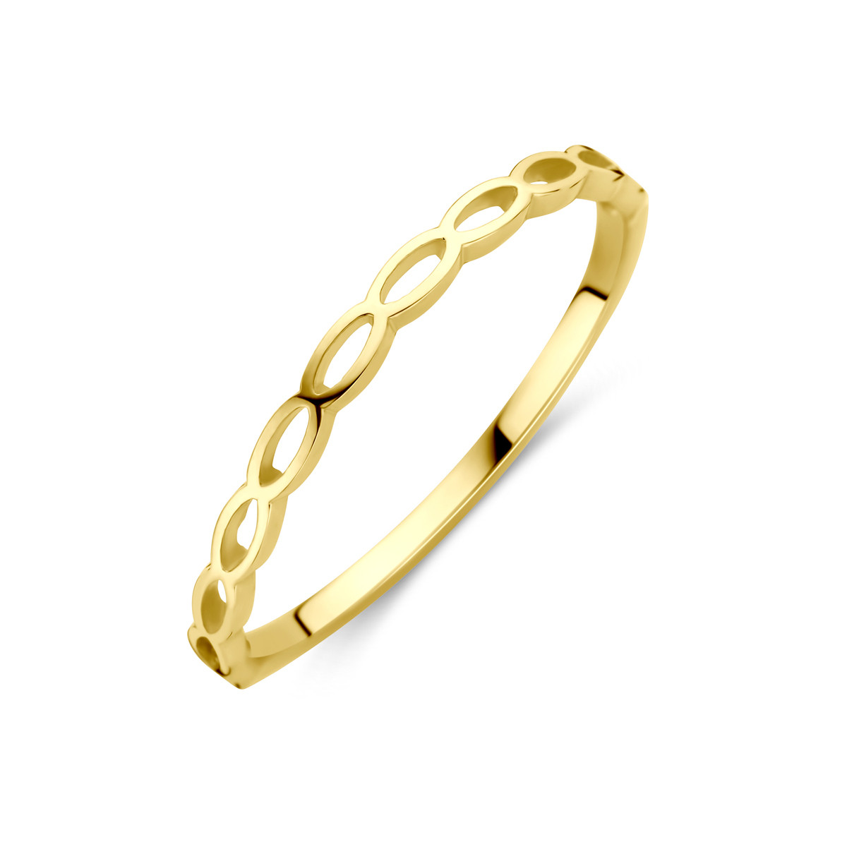 14-karaat gouden ring glanzend met open ovaal design 2 mm breed