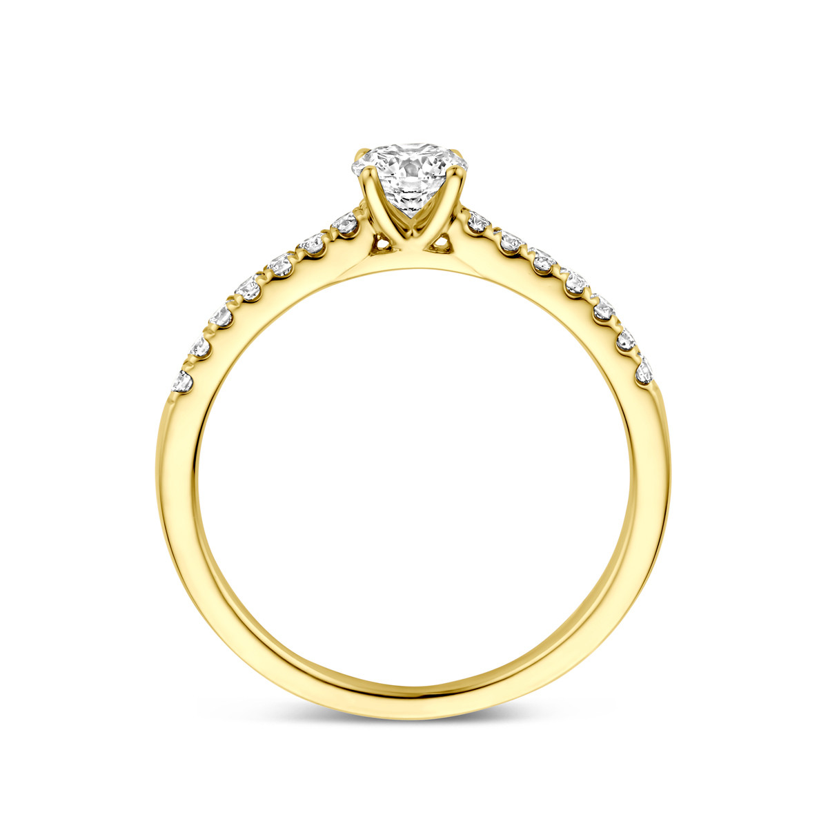 14-karaat gouden ring met 0.58 crt lab grown diamant briljant 4.5 mm breed
