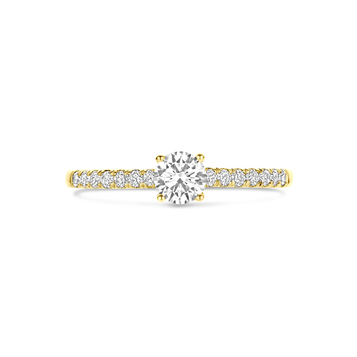 14-karaat gouden ring met 0.58 crt lab grown diamant briljant 4.5 mm breed
