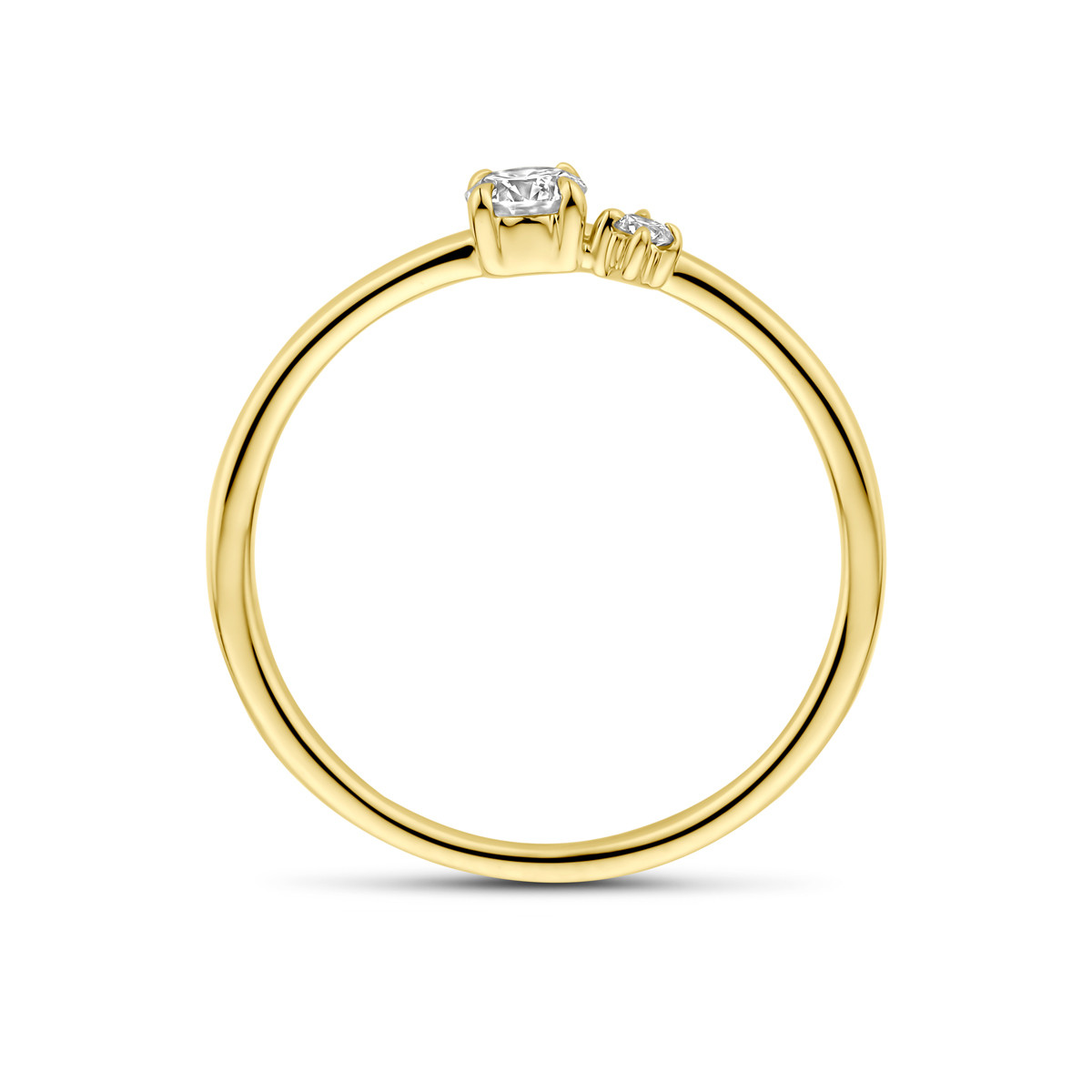 14-karaat gouden ring met 2 briljant geslepen lab diamanten 0.20 crt 4.5 mm breed