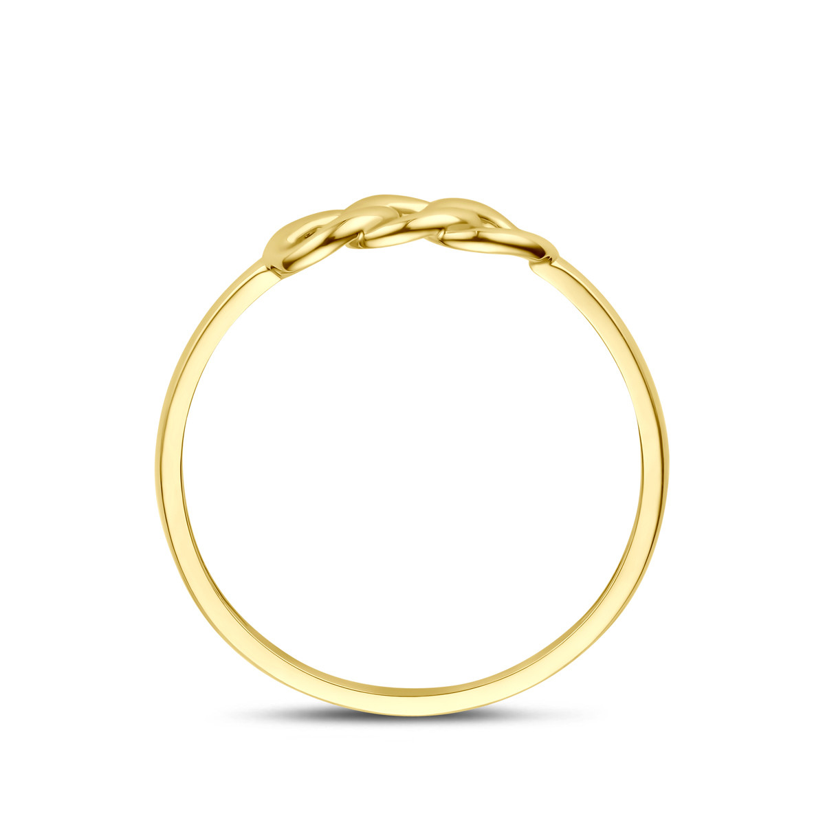 14-karaat gouden ring met 3 gedraaide glanzende schakels 4.5 mm breed