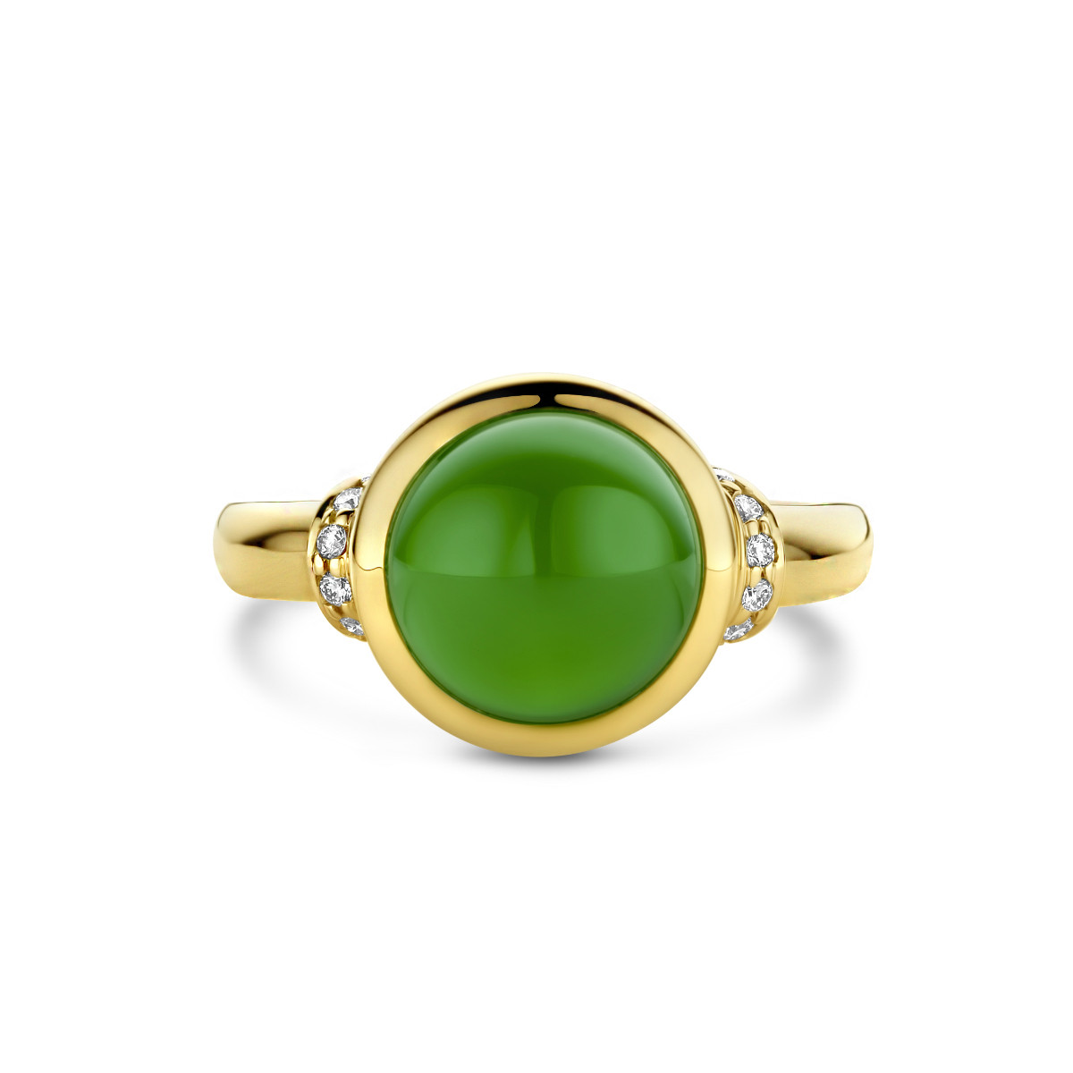 14-karaat gouden ring met agaat en diamanten 0.08 crt