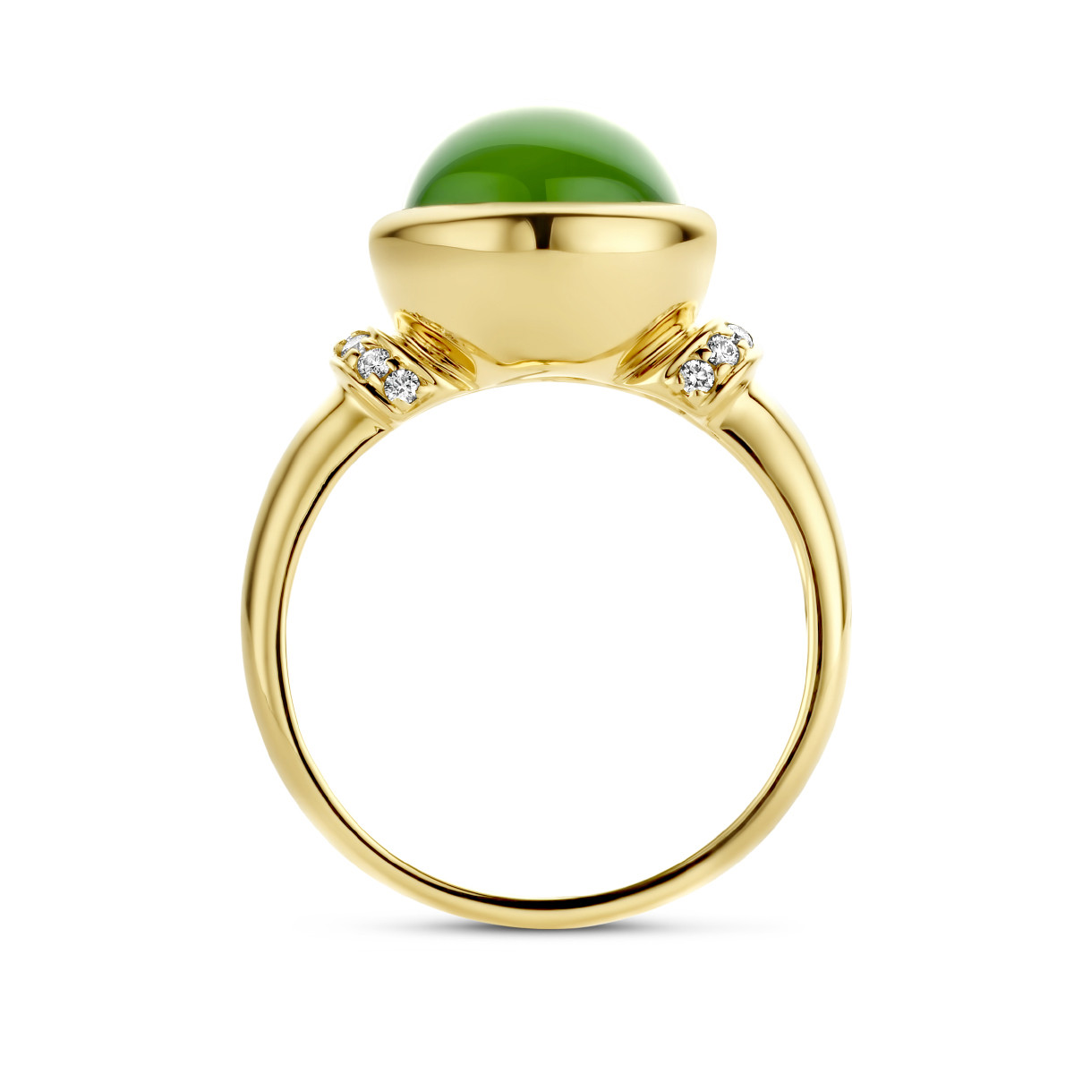 14-karaat gouden ring met agaat en diamanten 0.08 crt