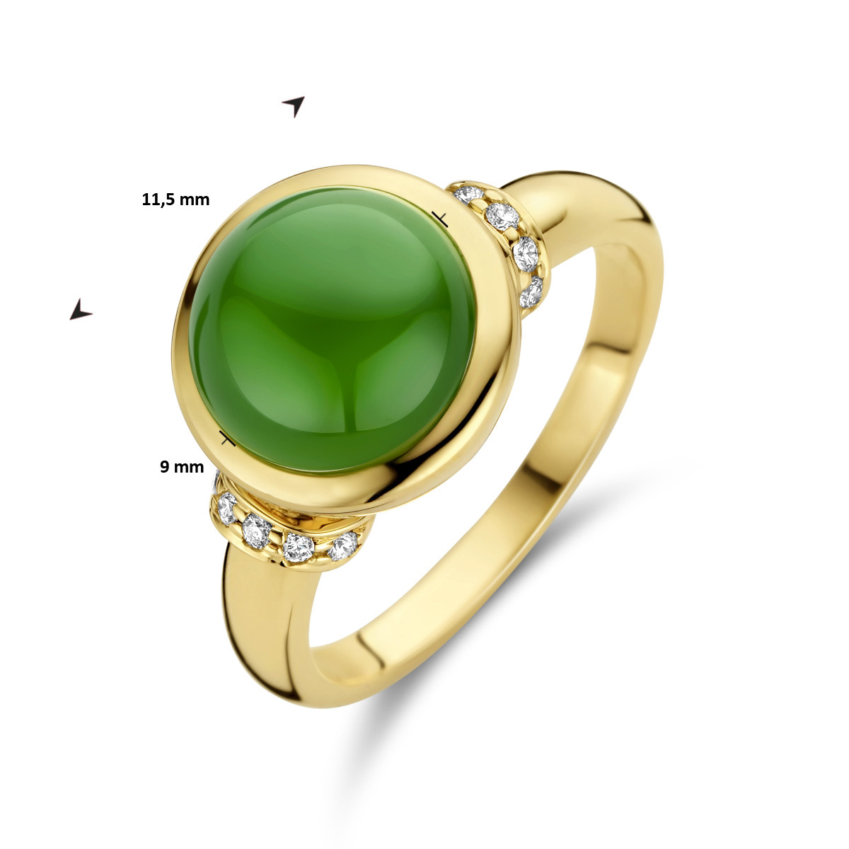 14-karaat gouden ring met agaat en diamanten 0.08 crt