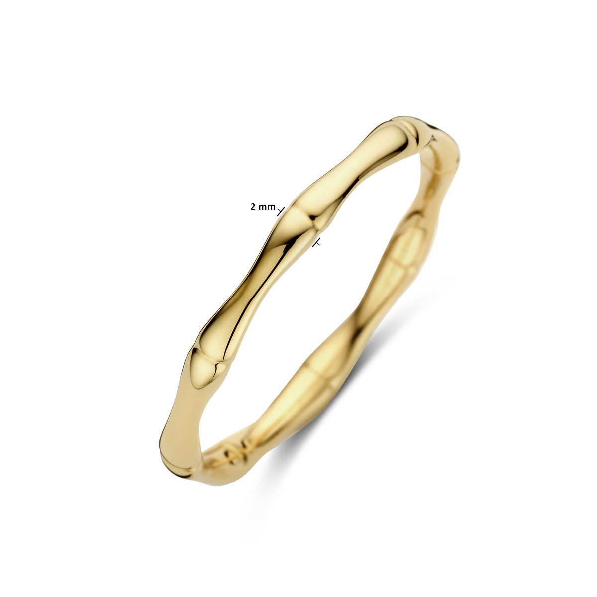 14-karaat gouden ring met bamboe ontwerp 2 mm breed