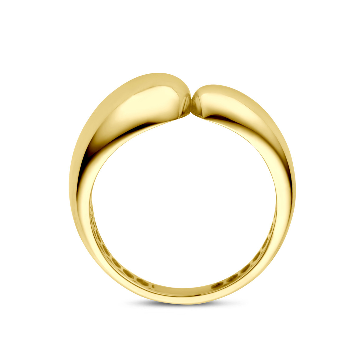 14-karaat gouden ring met bolle uiteinden glanzend 9 mm breed