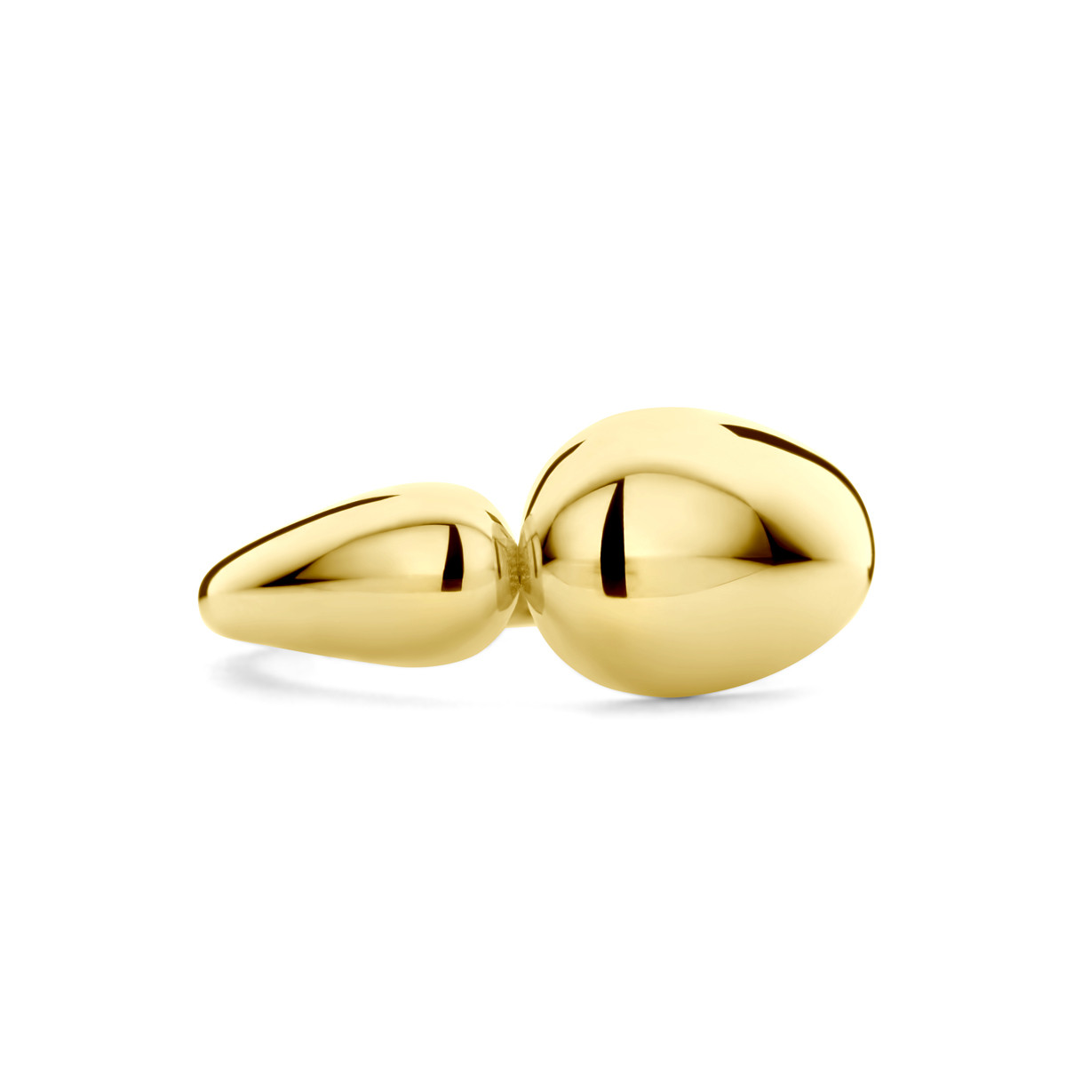 14-karaat gouden ring met bolle uiteinden glanzend 9 mm breed