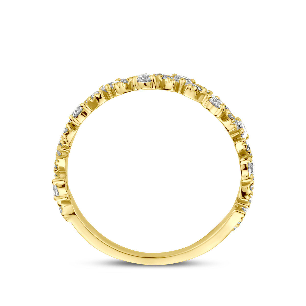 14-karaat gouden ring met briljant geslepen 0.49 crt diamanten 3.5 mm breed