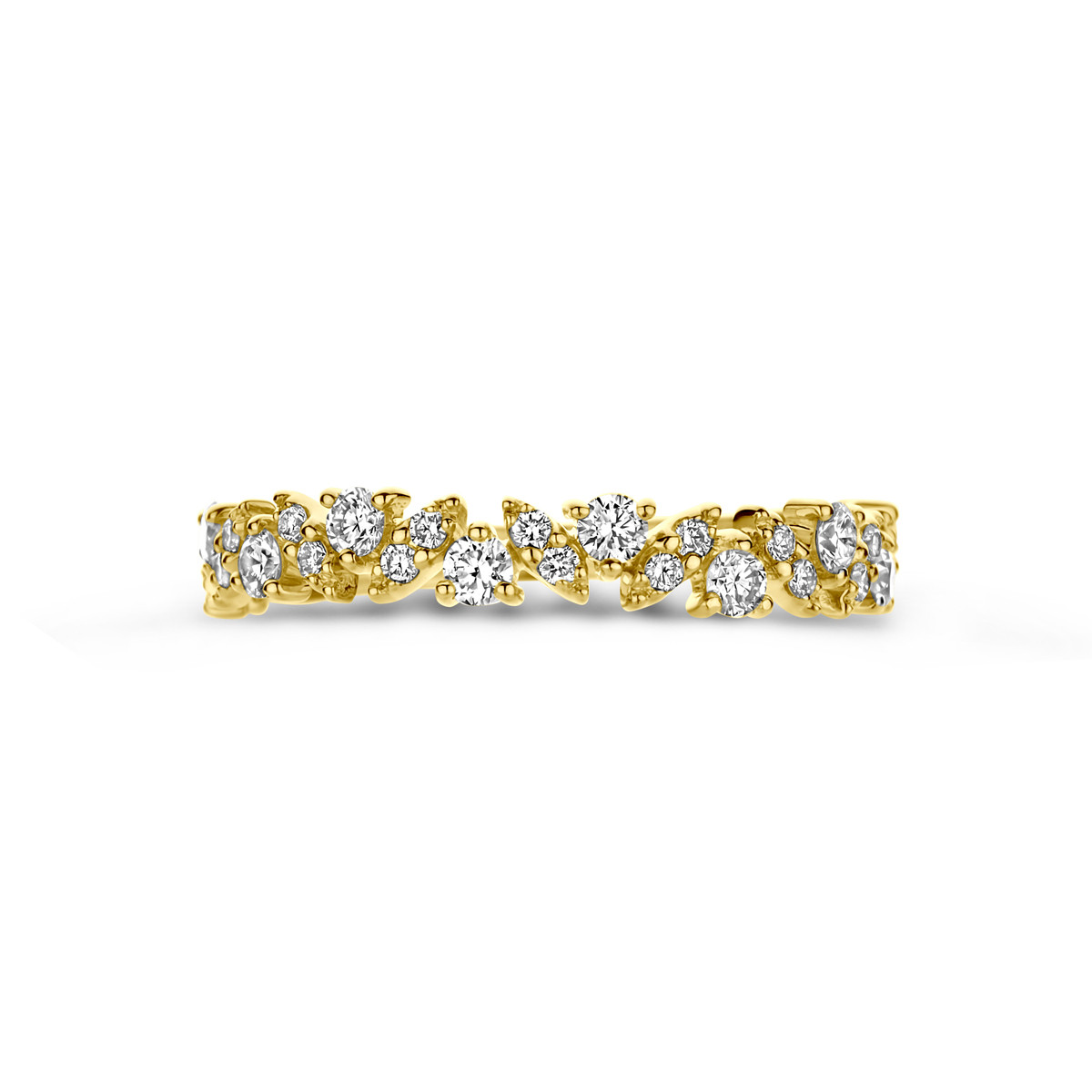 14-karaat gouden ring met briljant geslepen 0.49 crt diamanten 3.5 mm breed