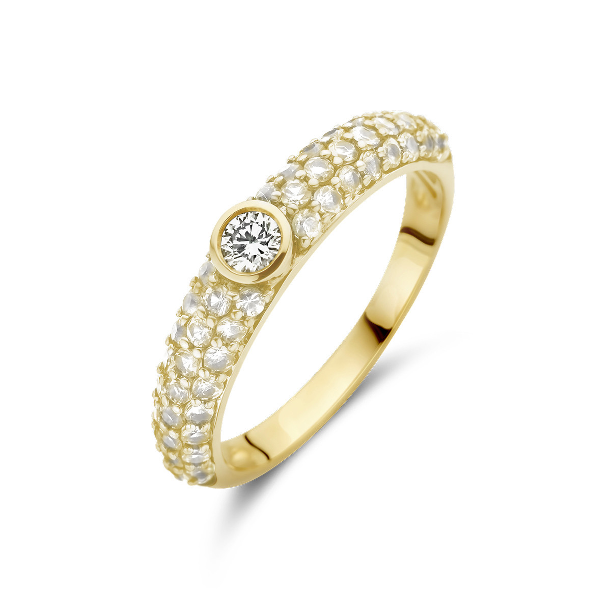 14-karaat gouden ring met diverse diamanten 0.66 crt
