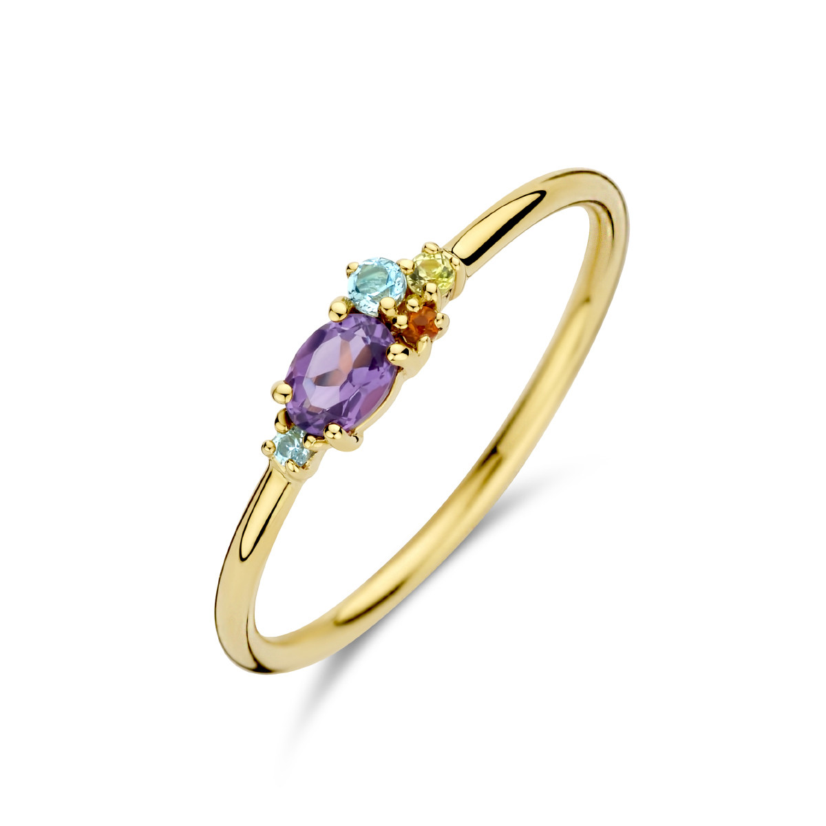 14-karaat gouden ring met edelstenen 