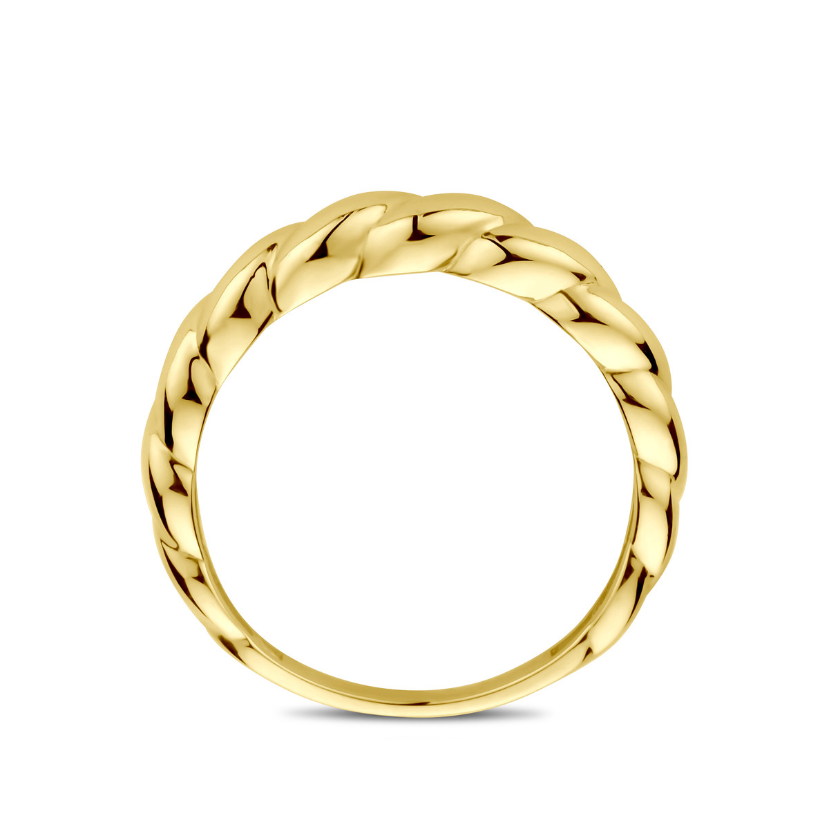 14-karaat gouden ring met gedraaid patroon glanzend afgewerkt 4.5 mm breed
