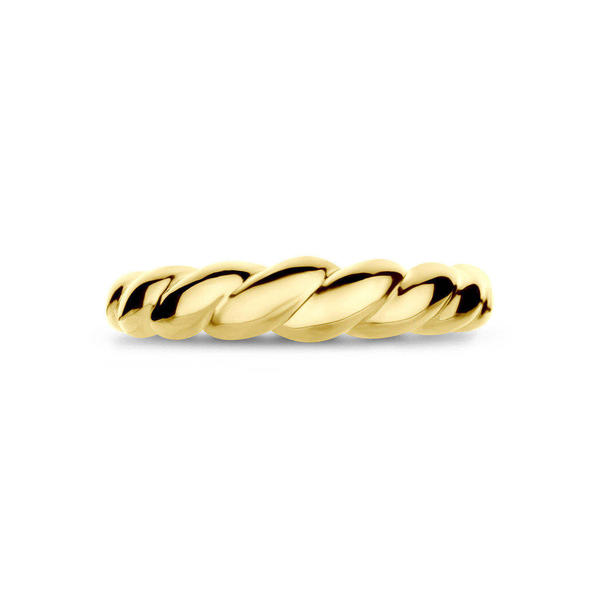 14-karaat gouden ring met gedraaid patroon glanzend afgewerkt 4.5 mm breed
