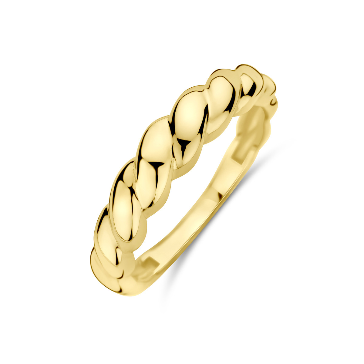 14-karaat gouden ring met gedraaid patroon glanzend afgewerkt 4.5 mm breed