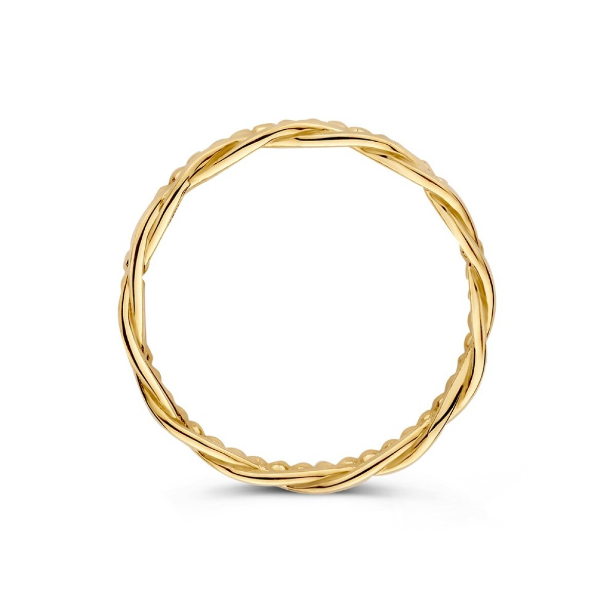 14-karaat gouden ring met gedraaide band en bolletjespatroon 3.2 mm breed