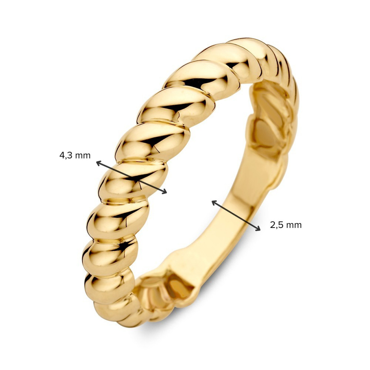 14-karaat gouden ring met gedraaide band van 4.3 mm