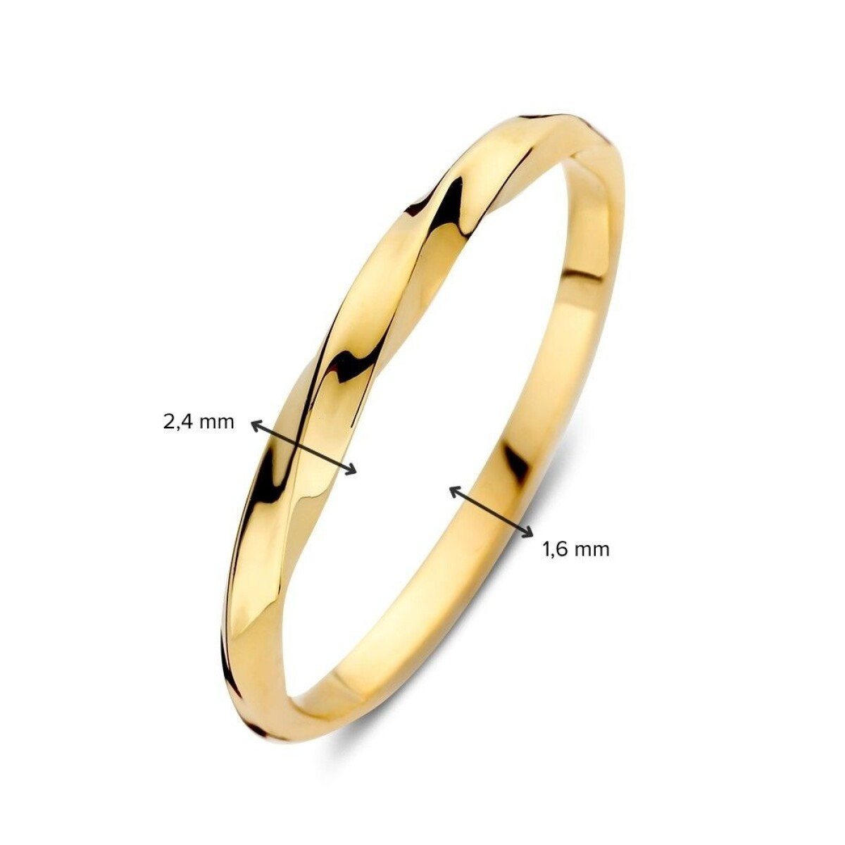 14-karaat gouden ring met gedraaide structuur 2.4 mm breed