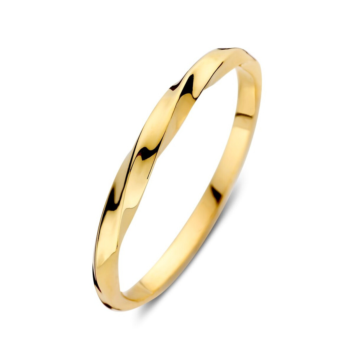 14-karaat gouden ring met gedraaide structuur 2.4 mm breed