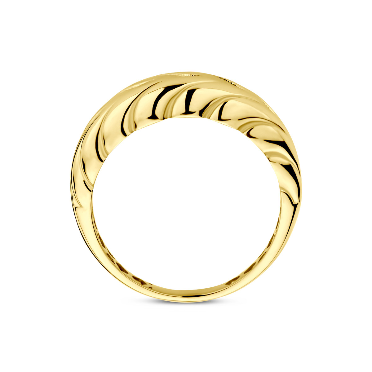 14-karaat gouden ring met gevlochten bladpatroon 8 mm breed