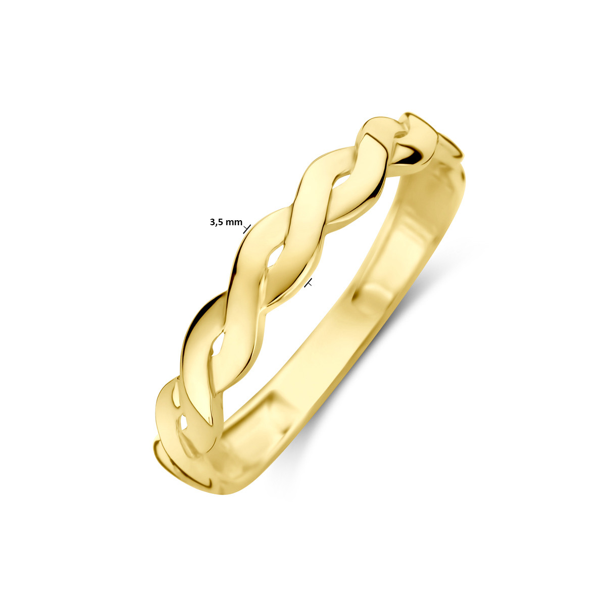 14-karaat gouden ring met glanzend gevlochten patroon 3.5 mm breed
