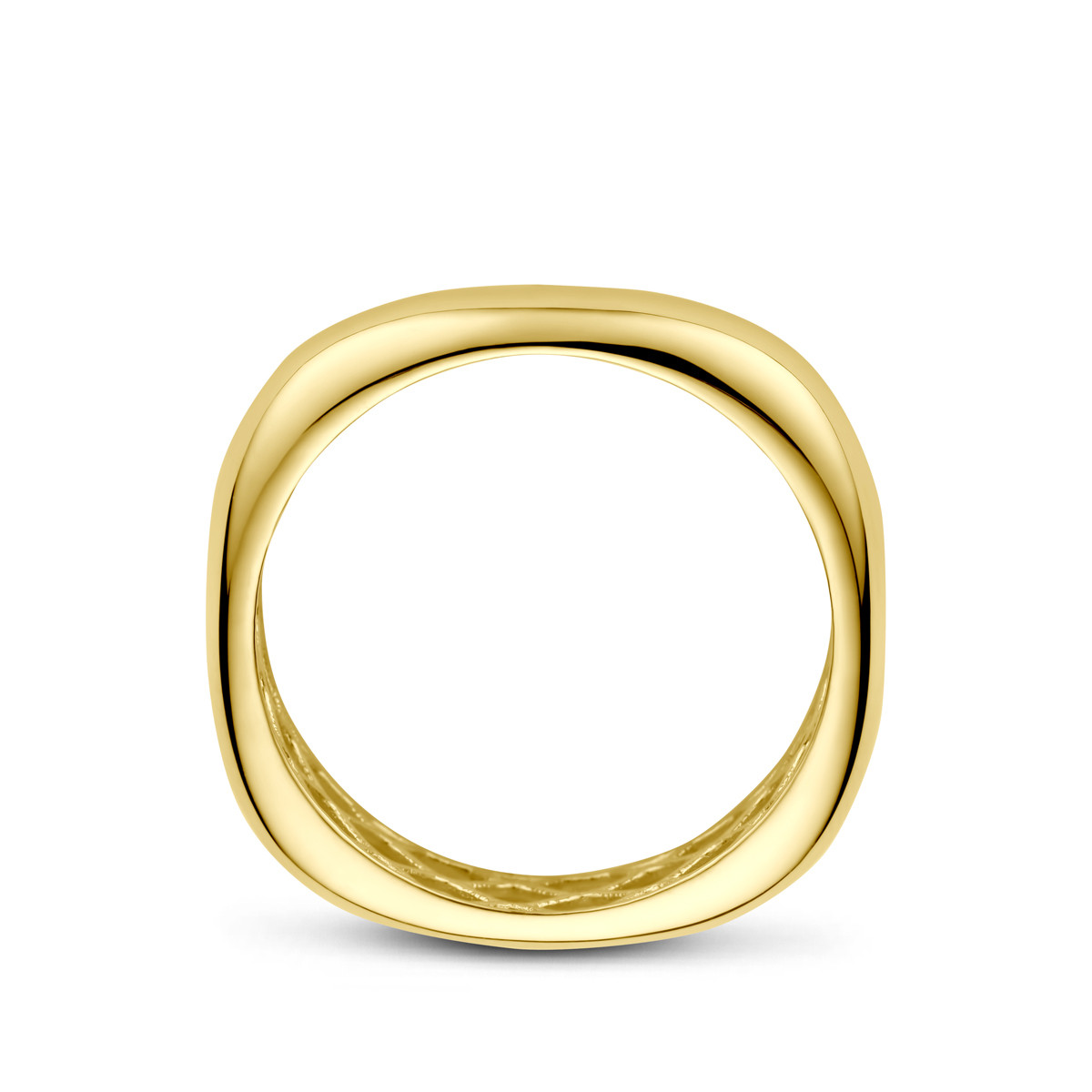 14-karaat gouden ring met glanzende afwerking en vloeiende vorm 4 mm breed