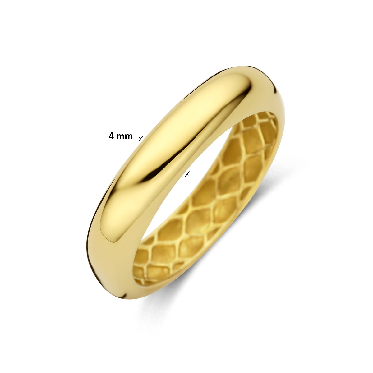 14-karaat gouden ring met glanzende afwerking en vloeiende vorm 4 mm breed