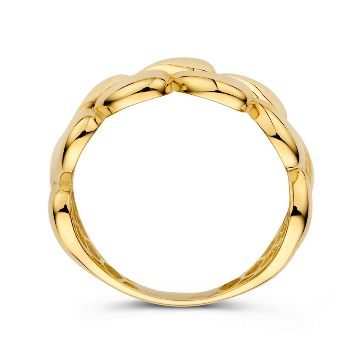 14-karaat gouden ring met glanzende druppelvormige elementen 6.6 mm breed