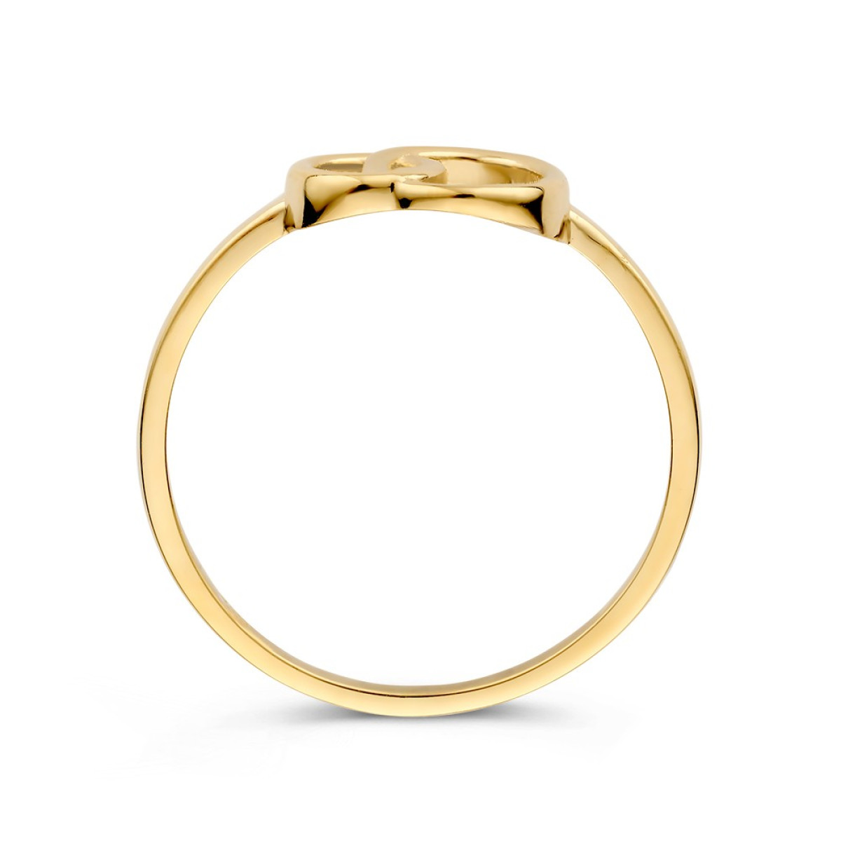 14-karaat gouden ring met grote en kleine cirkel van 7.2 mm breed