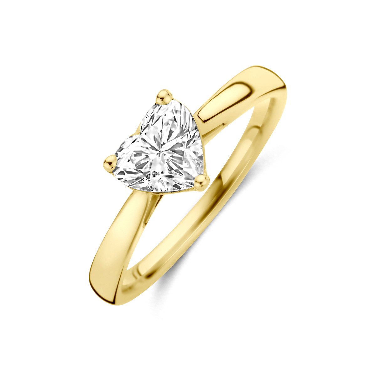 14-karaat gouden ring met hart lab grown diamant 1.00 crt 7 mm breed