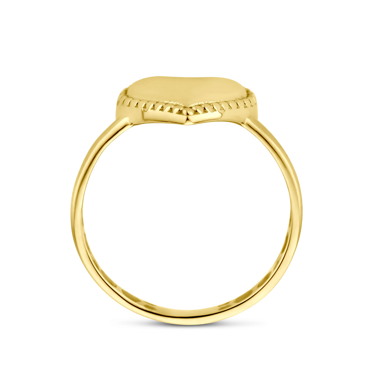 14-karaat gouden ring met hartje en bolletjes rand 11.5 mm breed