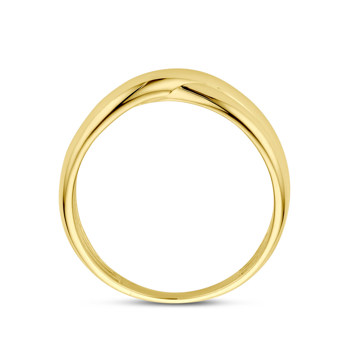 14-karaat gouden ring met kruisende lijnen glanzend afgewerkt 6.5 mm breed